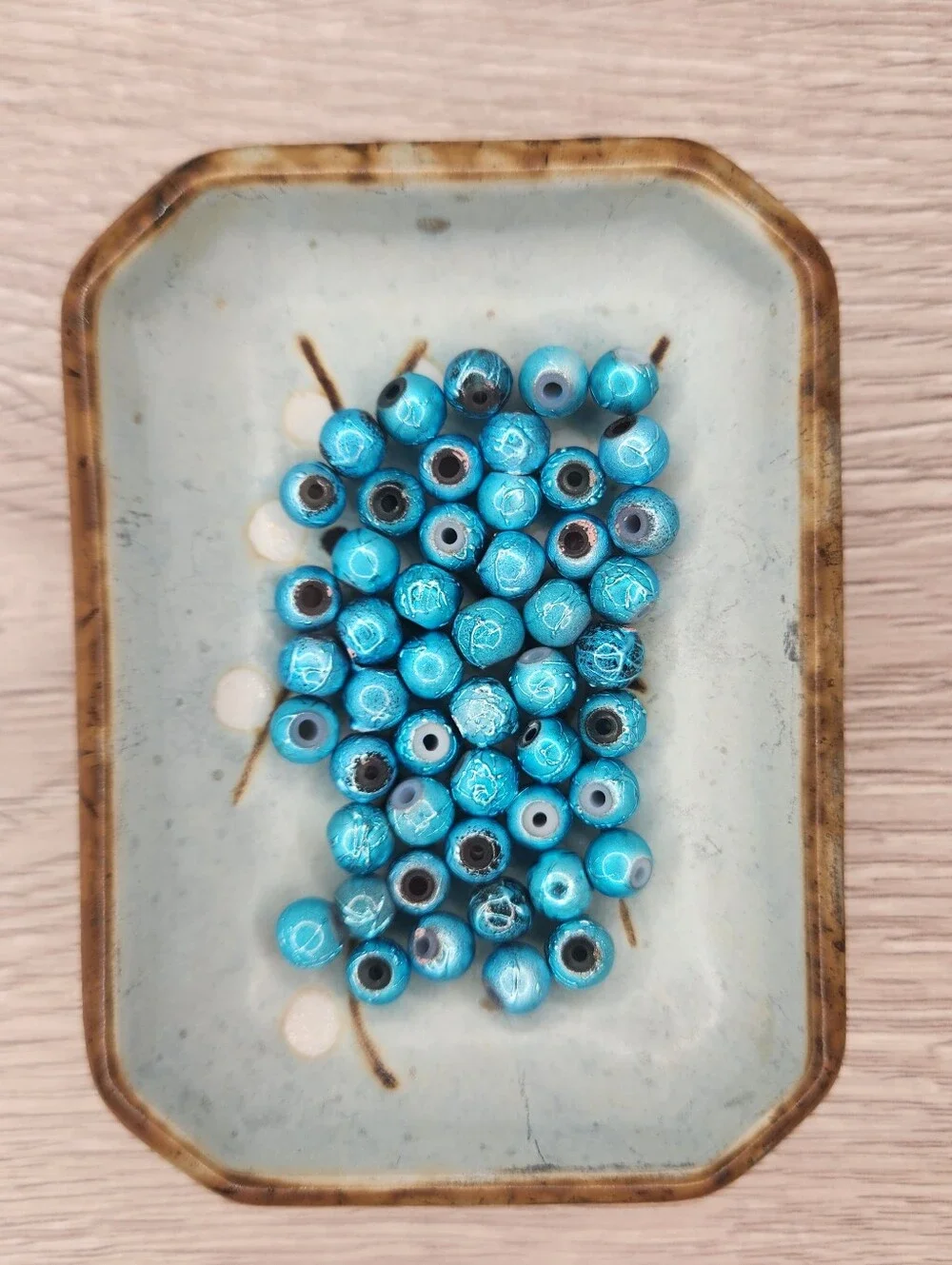 Vibrant Blue Spectra Crackle Foil Metallic Beads 6mm 50 Pcs Rare #155
